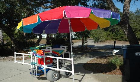 motorized beach cart with umbrella