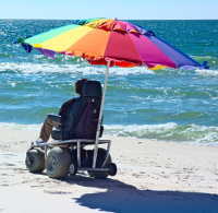 8 foot umbrella makes sure you enjoy your day at the beach with our electric beach wheelchair